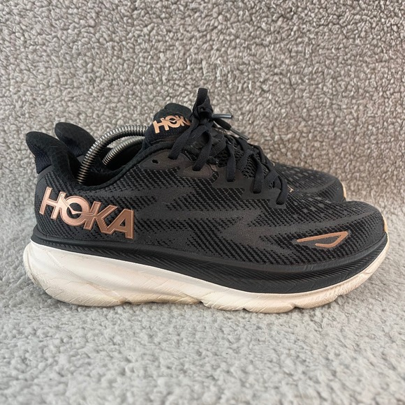 Hoka One Clifton 9 Womens size 9B Black Rose Gold Running Comfort Walking Shoes - Picture 3 of 8
